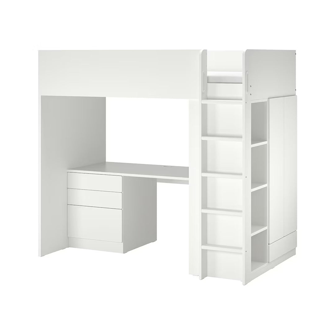 Cama alta Smastad escritorio y almacenaje
