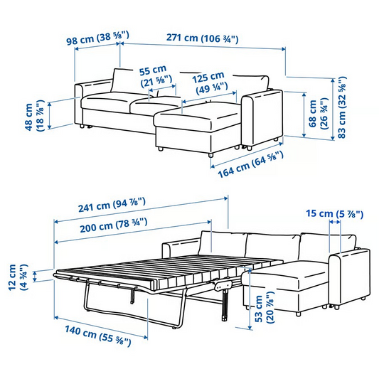 Sofa Vimle en L 3 puestos