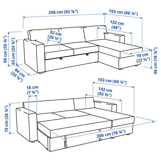 Sofa cama Barslov en L 3 puestos